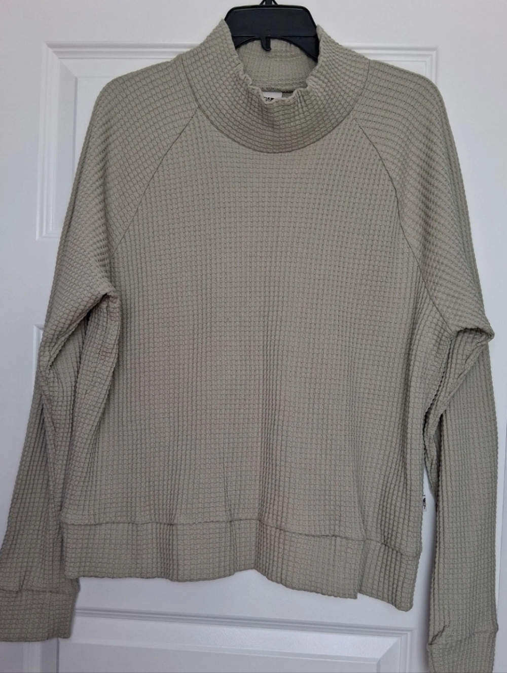 Northface Large Waffle Knit Mock Neck Sweatshirt Light Sage